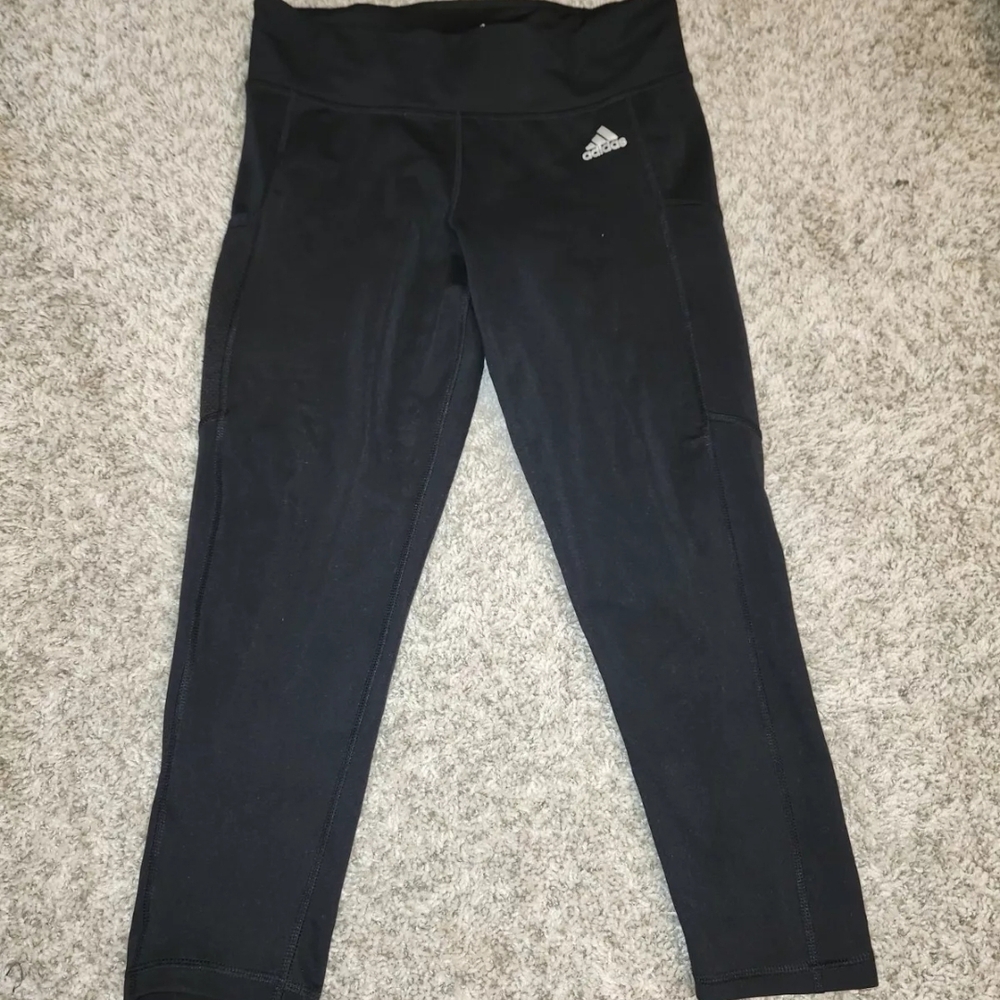 Adidas Black Leggings Athletic Stretchy Bottoms